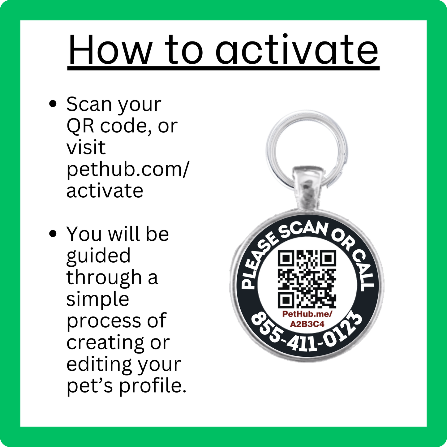 Scannable Pet ID Tag with Free Pet Profile &Lost Pet Hotline