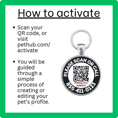 Scannable Pet ID Tag with Free Pet Profile &Lost Pet Hotline