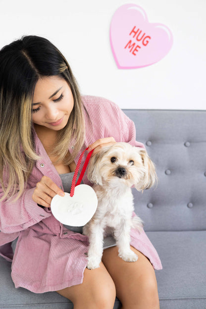Pawprints Keepsake Hanging Holiday Ornament, Heart Shape