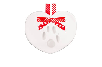 Pawprints Keepsake Hanging Holiday Ornament, Heart Shape