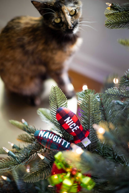 Christmas Naughty & Nice Cat Toys, Set of 2, Holiday Gift