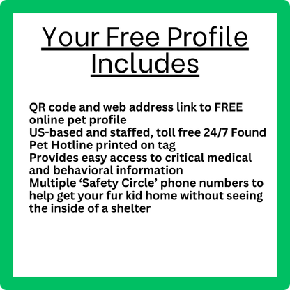 Scannable Pet ID Tag with Free Pet Profile &Lost Pet Hotline